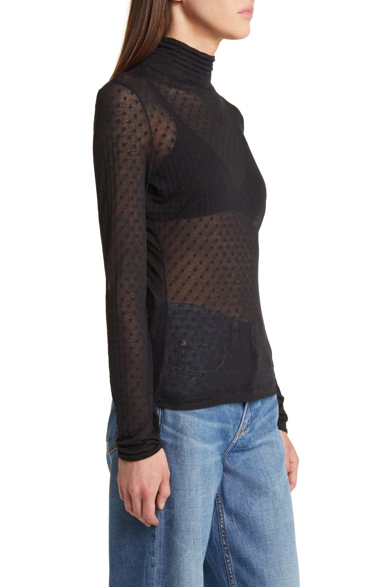 Valencia Sheer Polka Dot Turtleneck Top, Alternate, color, POLKA DOT