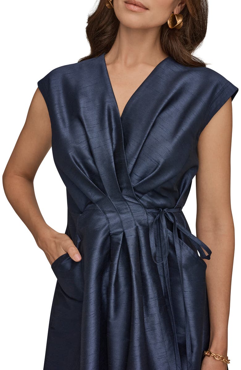 Donna Karan New York Taffeta Wrap Midi Dress, Alternate, color, Taffeta Blue