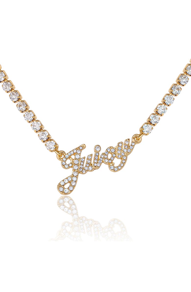 Juicy Couture Script Logo Chain Necklace, Main, color, Gold Tone