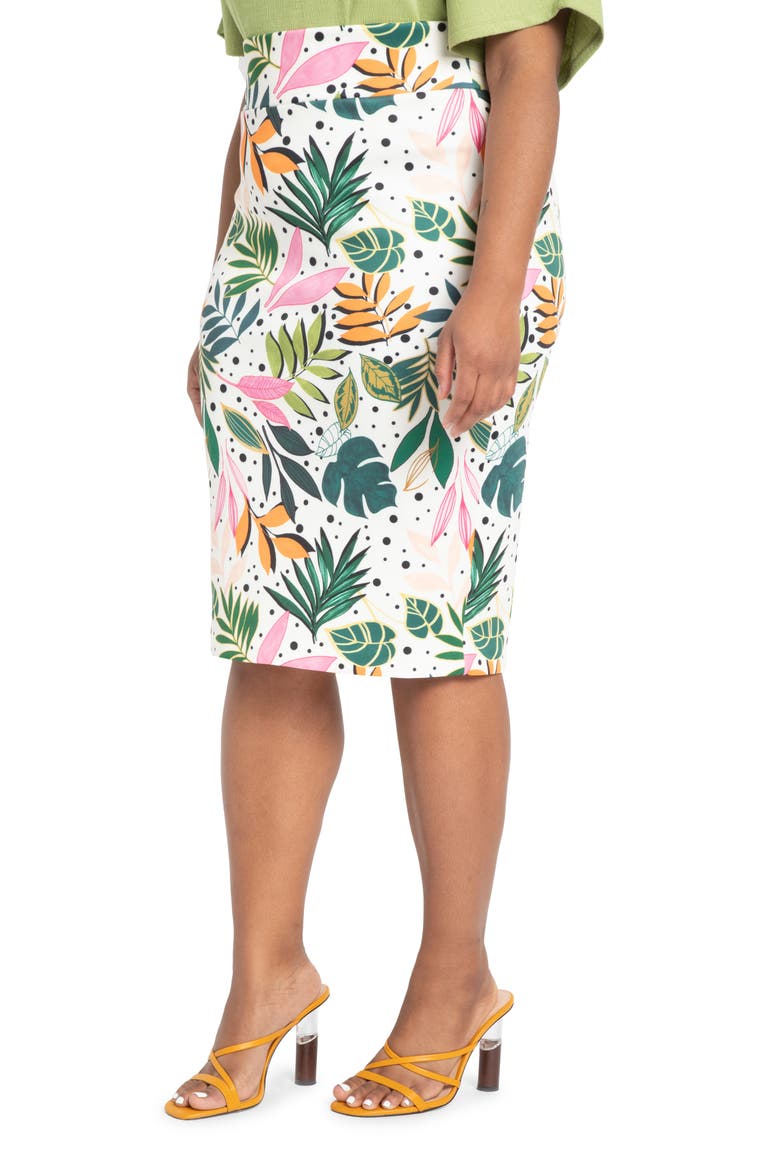 Print Pencil Skirt, Main, color, BOTANIC BLISS