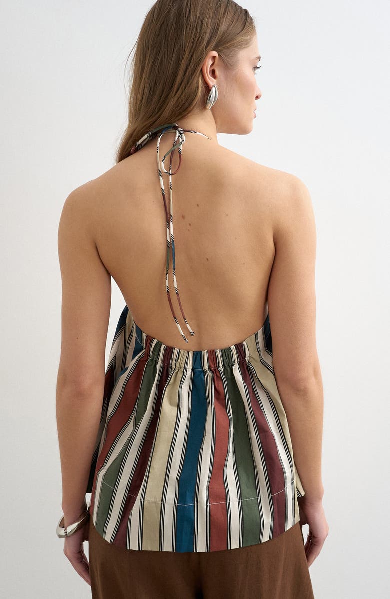 Topshop Co-ord Stripe Cotton Halter Neck Top, Alternate, color, Multi
