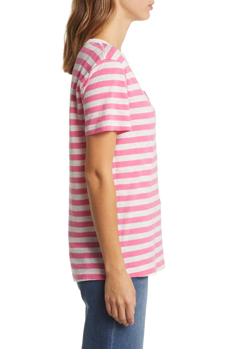 Stripe Embroidered Heart Cotton T-Shirt, Alternate, color, PINK AZALEA-IVORY STRIPE HEART