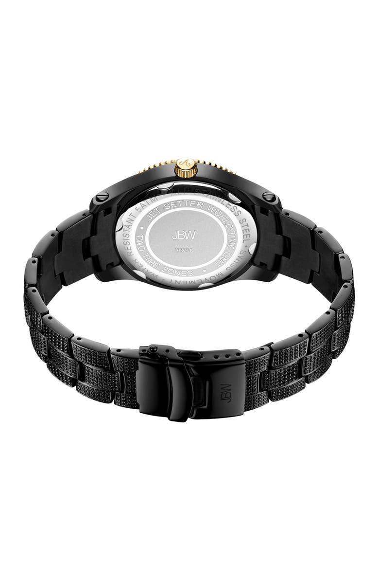 JBW Jet Setter GMT Diamond Bracelet Watch, 46mm, Alternate, color, Black