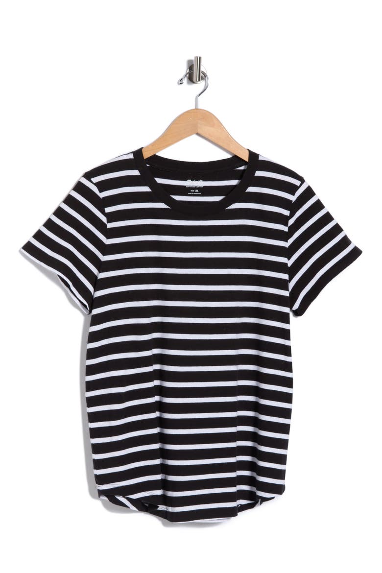 Softfade Stripe Cotton T-Shirt, Main, color, JET BLACK