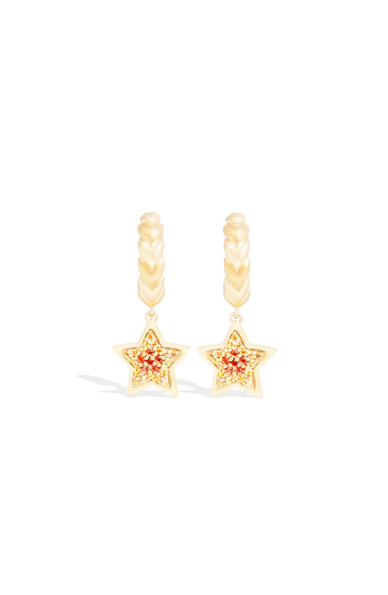 Campbell + Charlotte Juju Star Charm Huggie, Main, color, Gold