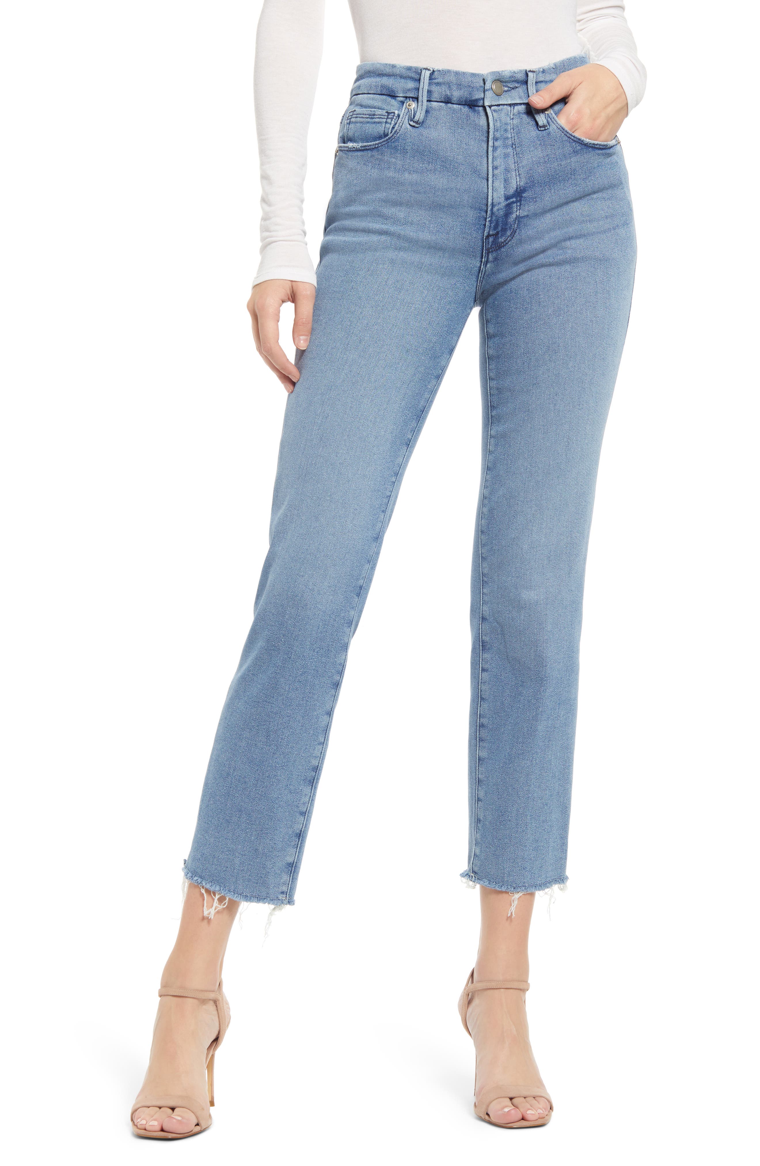 Good American Straight Split Pocket Skinny Jeans (Women) | Nordstromrack