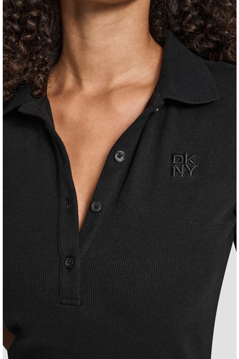 Short Sleeve Polo Dress, Alternate, color, BLACK