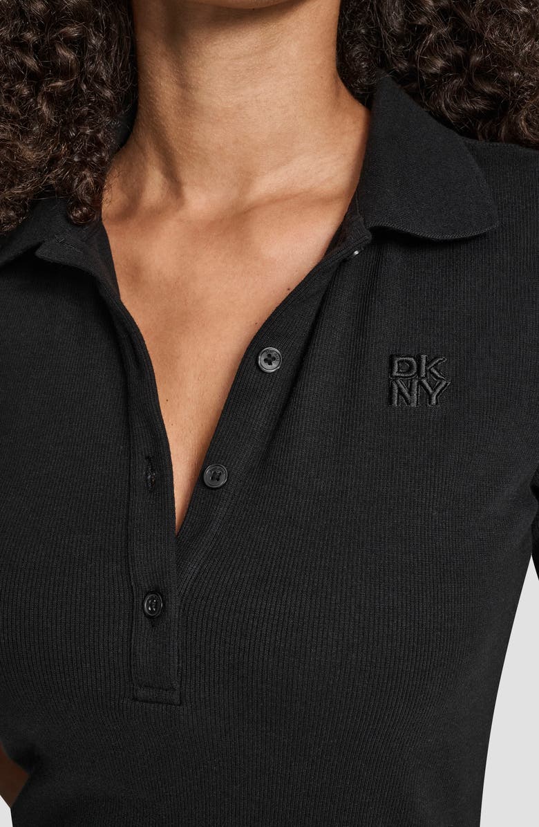 DKNY Jeans Short Sleeve Polo Dress, Alternate, color, Black
