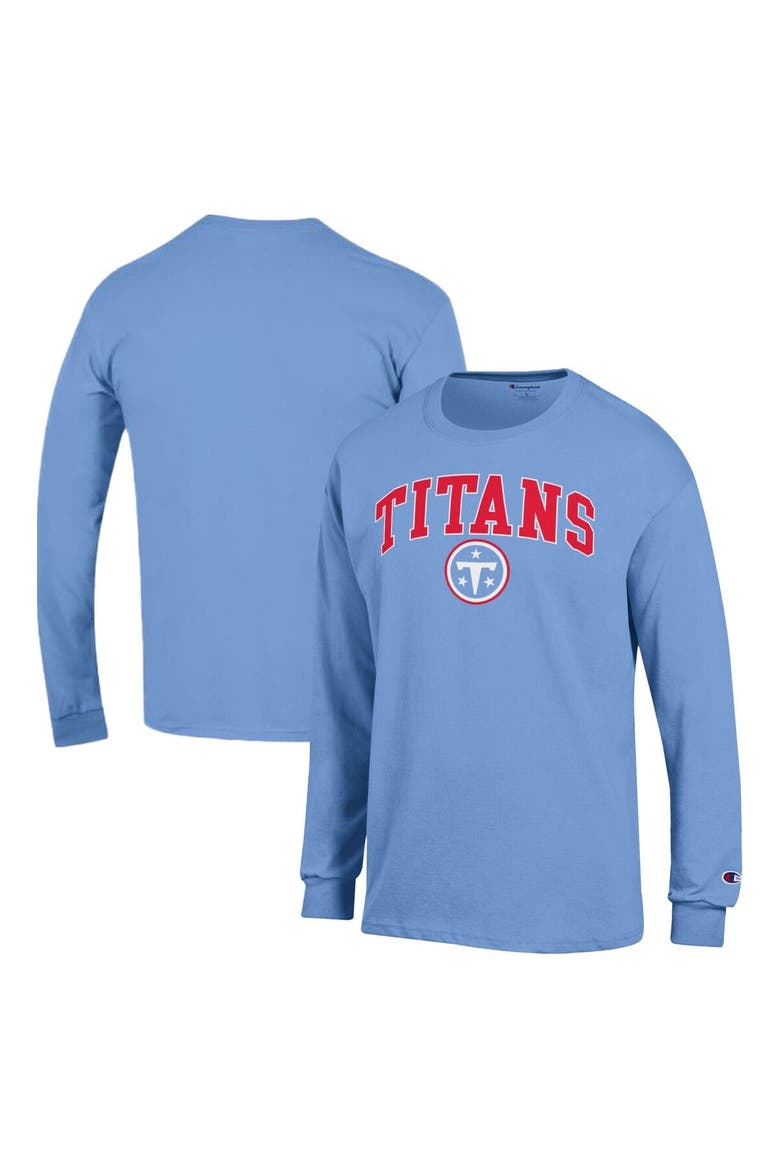 Men's Champion Light Blue Tennessee Titans Arch Over Logo Long Sleeve T-Shirt, Main, color, Light Blue