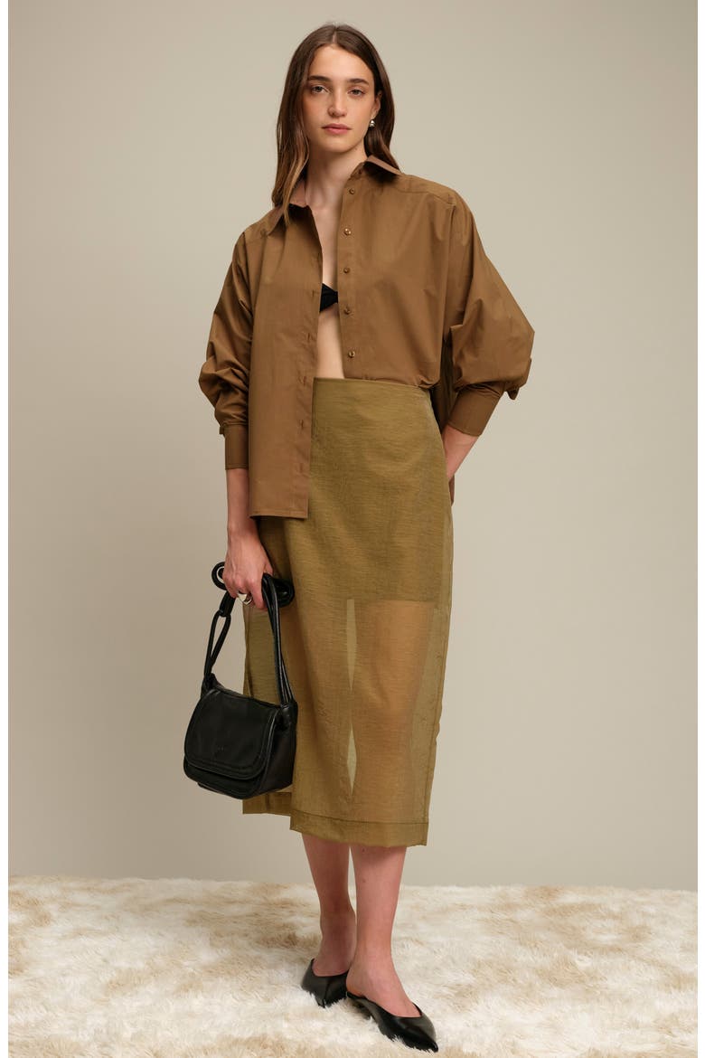 Howie Oversize Cotton Poplin Shirt, Alternate, color, CARAMEL