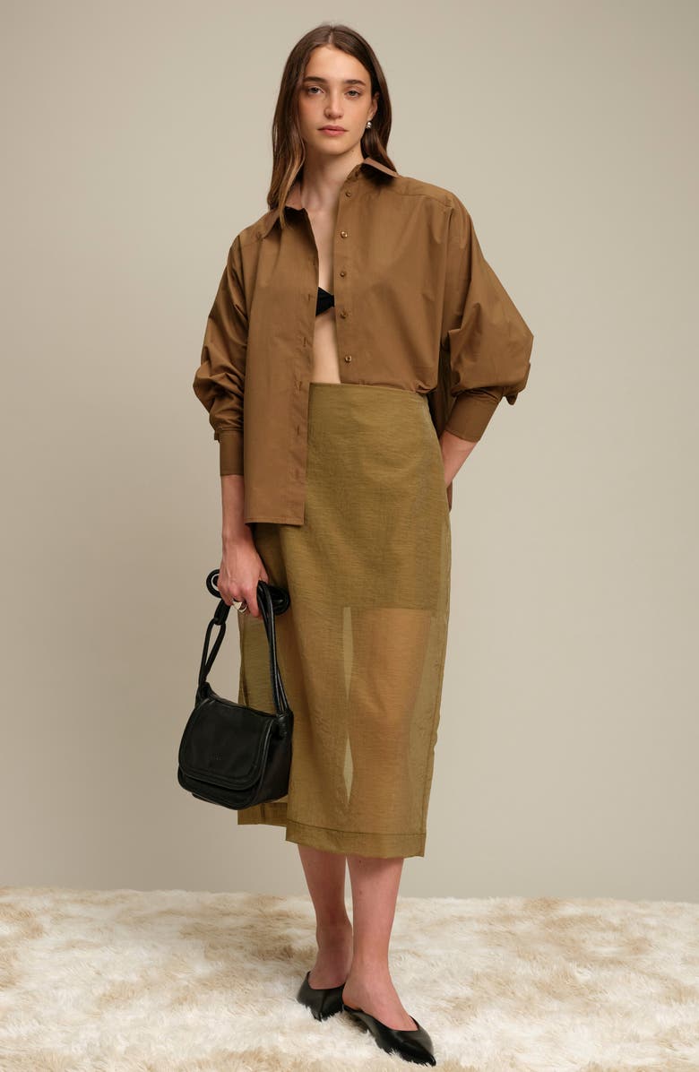 DELUC Howie Oversize Cotton Poplin Shirt, Alternate, color, Caramel