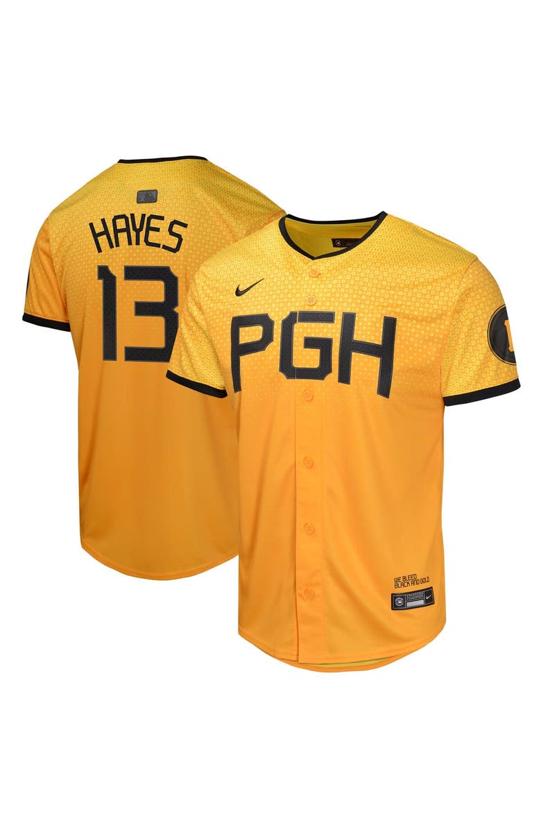 Nike Youth Nike Ke'Bryan Hayes Gold Pittsburgh Pirates City Connect Limited Player Jersey, Main, color, 