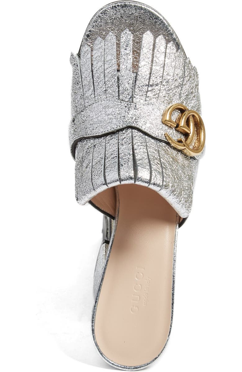 Gucci GG Marmont Peep Toe Kiltie Mule, Alternate, color,