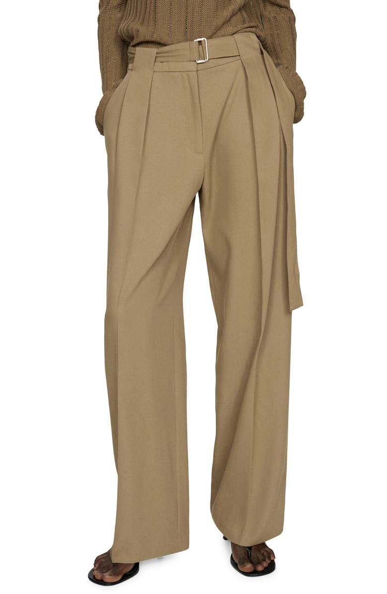 MANGO Belted Straight Leg Pants, Main, color, 