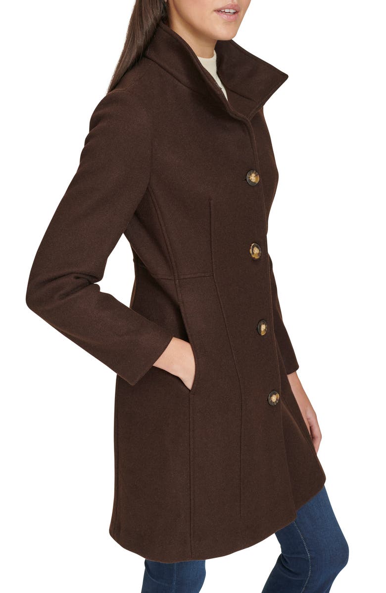 Calvin Klein Stand Collar Coat, Alternate, color, Chocolate