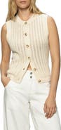 Sanctuary Pointelle Stitch Cotton Button-Up Sweater Vest