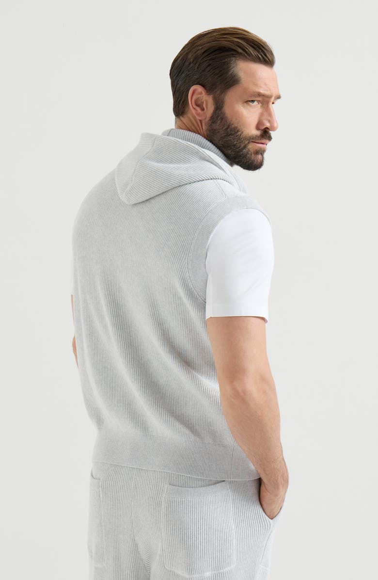 Brunello Cucinelli Cotton knit vest, Alternate, color, Fog