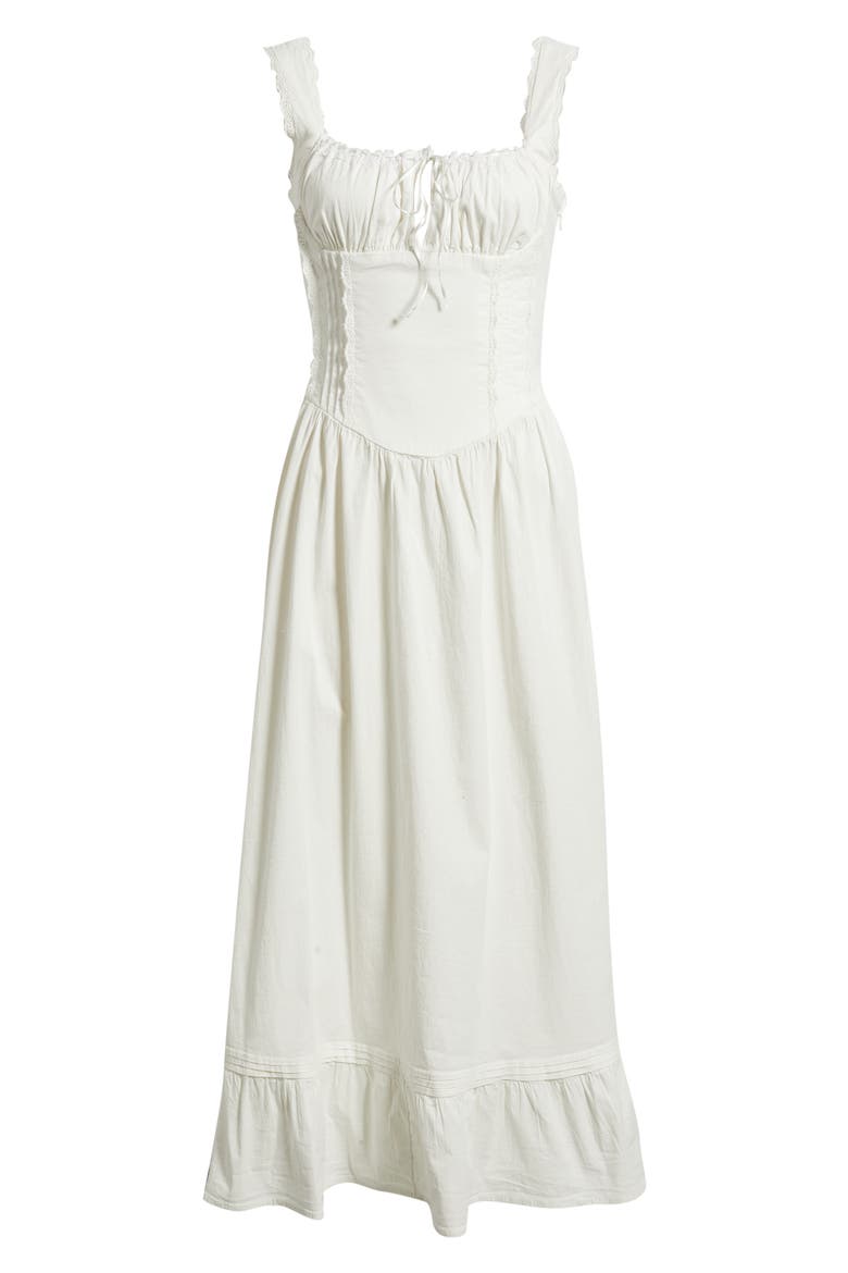 Gabriette Tie Front Lace Trim Maxi Dress, Alternate, color, WHITE