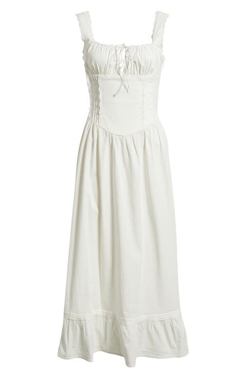 Gabriette Tie Front Lace Trim Maxi Dress