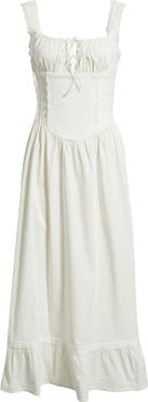 BDG Urban Outfitters Gabriette Tie Front Lace Trim Maxi Dress