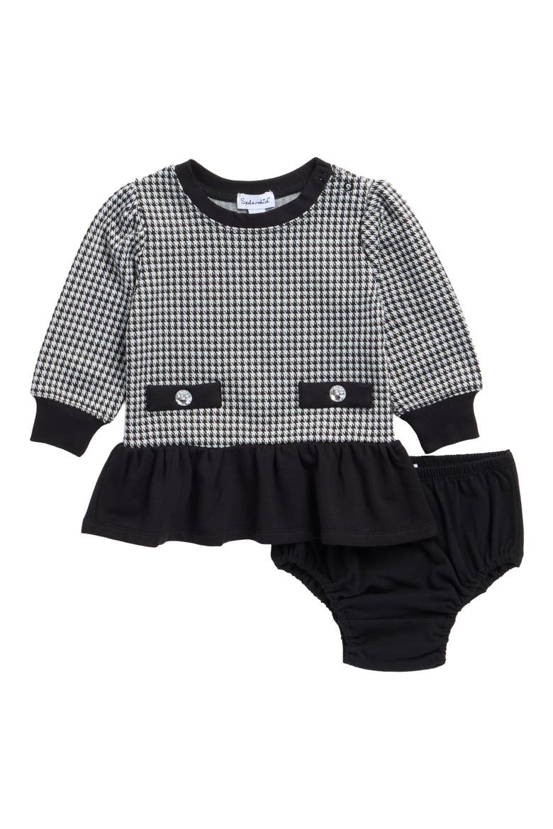 Houndstooth Dress & Bloomers Set, Main, color, HOUNDSTOOTH