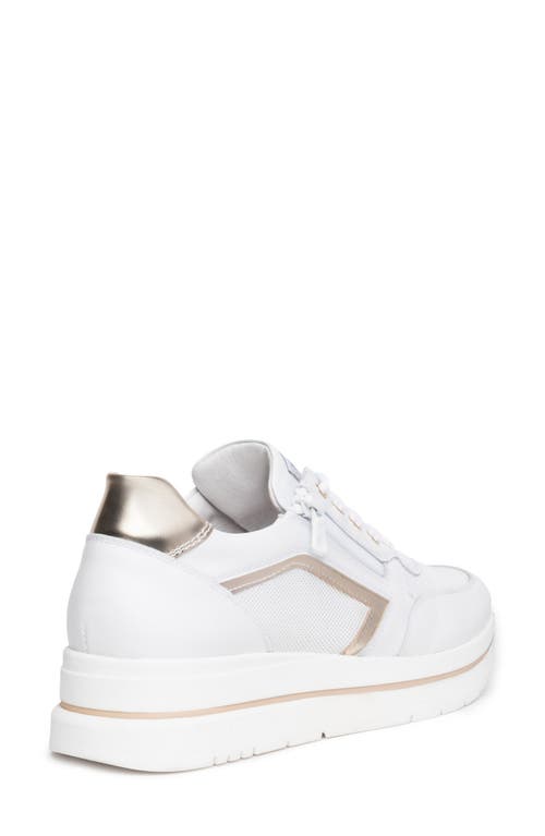 Nerogiardini Leather Platform Side-zip Sneakers In White/gold