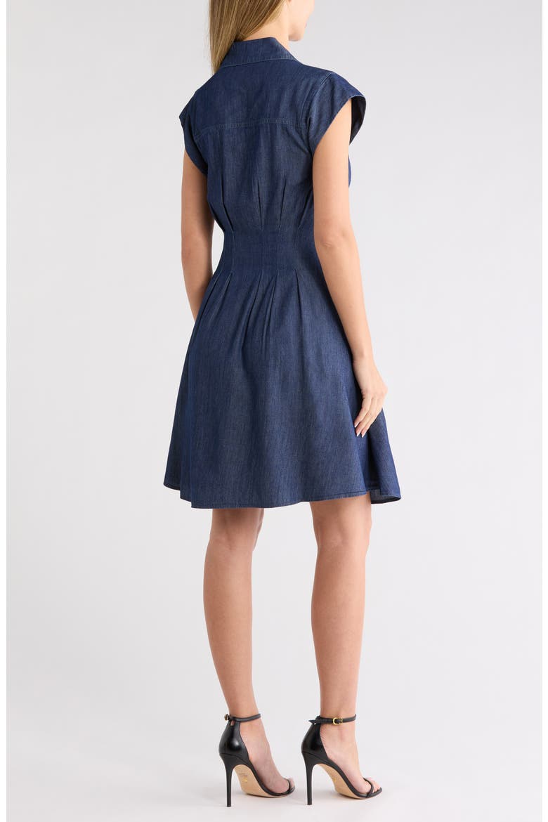 Button Front Chambray Shirtdress, Alternate, color, DARK WASH