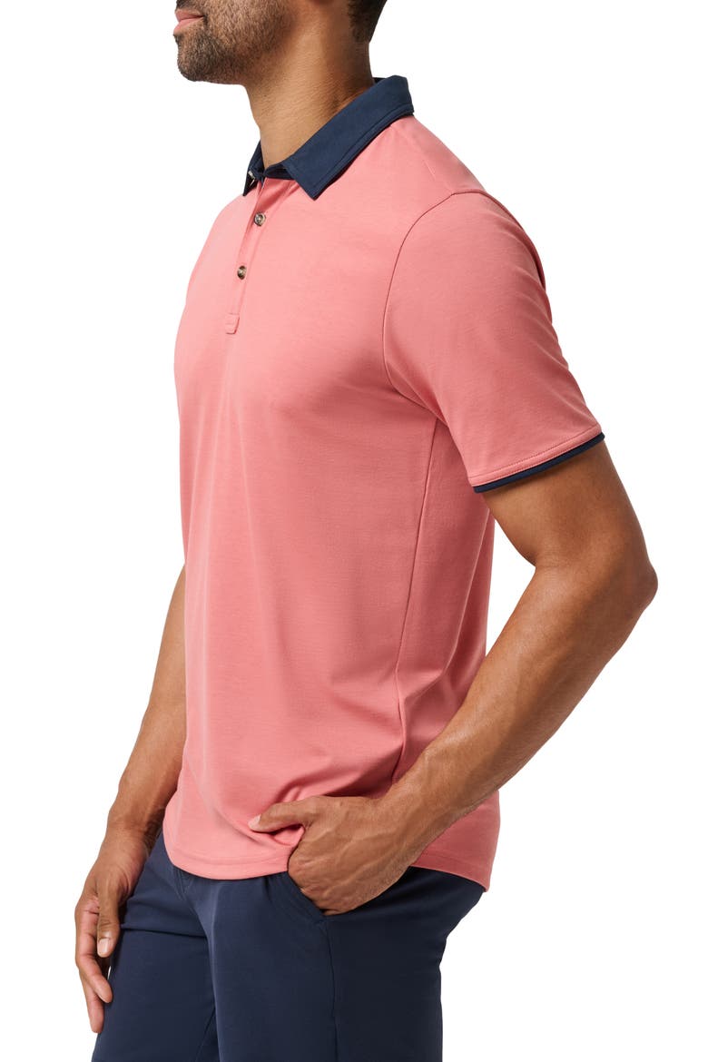All Day Social Club Contrast Collar Cotton Blend Polo Shirt, Alternate, color, BRICK DUST