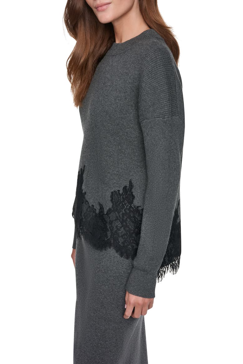 Lace Trim Sweater, Alternate, color, ASPHALT