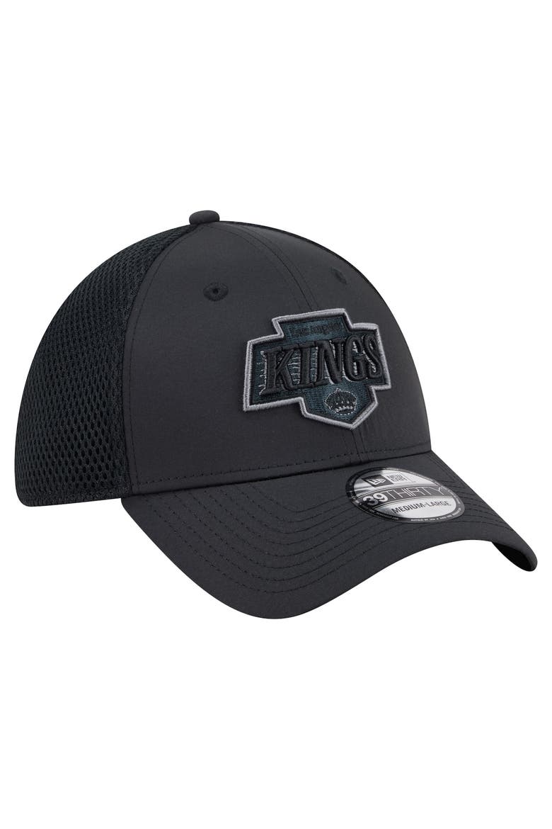 Men's New Era  Black Los Angeles Kings Blackout 39THIRTY Flex Fit Hat, Alternate, color, Black