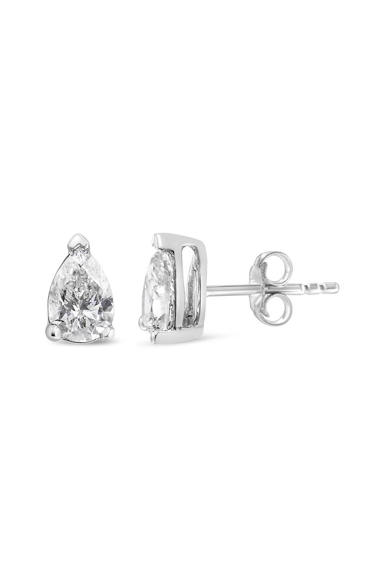 14K White Gold 1/4 Ct Pear Shape Solitaire Lab Grown Diamond Stud Earrings, Alternate, color, White