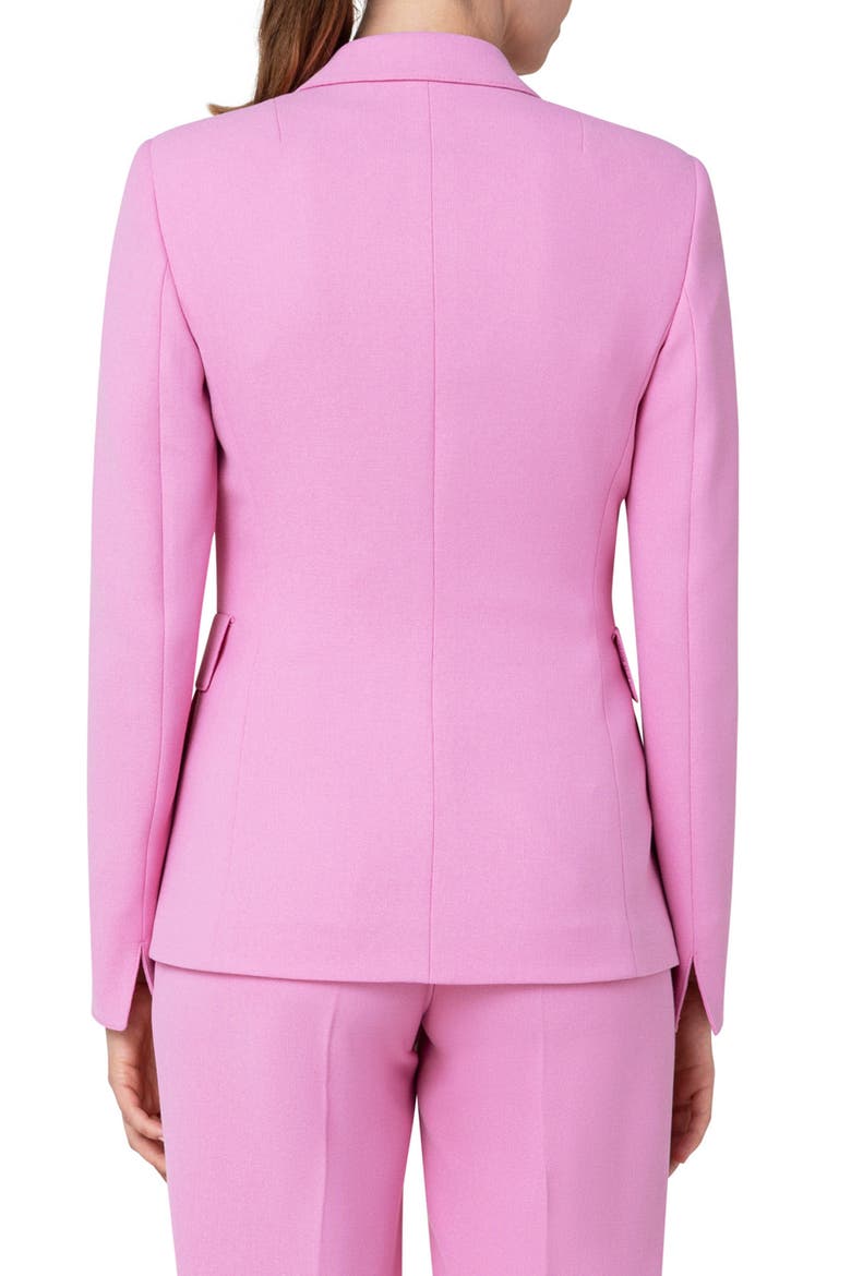 One-Button Double Breasted Pebble Crepe Blazer, Alternate, color, PINK