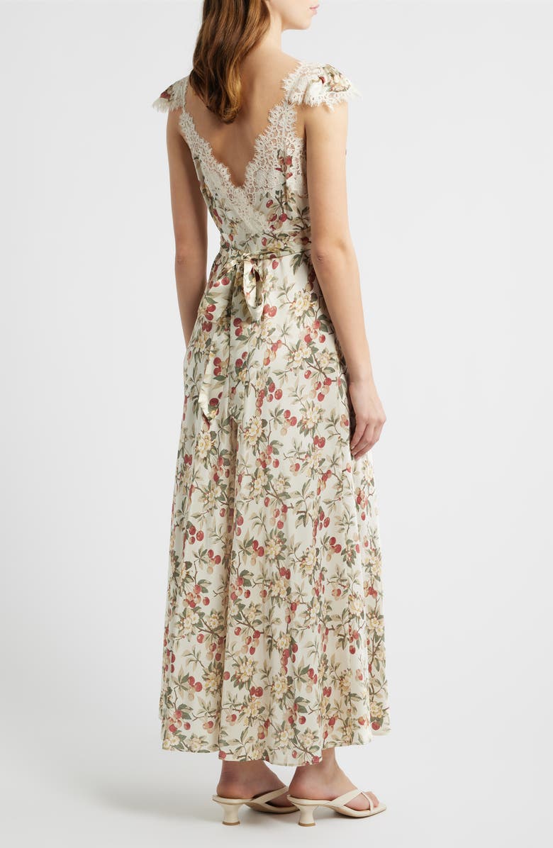 DÔEN Fiona Floral Silk Maxi Dress, Alternate, color, Cerise Et Fleur