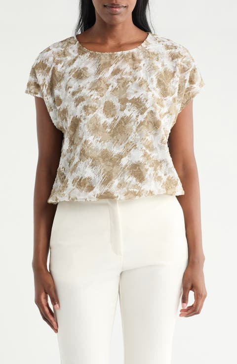 Textured Sheer Gathered Top