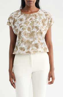 Pleione Textured Sheer Gathered Top
