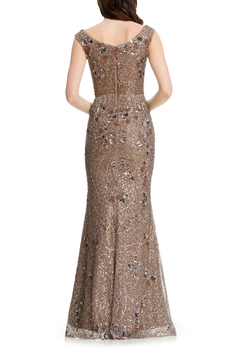 Dress the Population Josie Sequin Mermaid Gown, Alternate, color, Bronze Multi