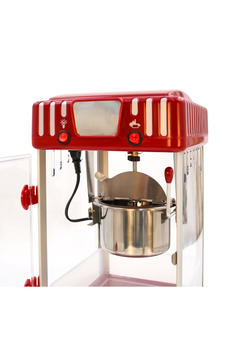 Elite Cuisine 2.5 Oz Kettle Popcorn Maker with Stirring System, Alternate, color, Red / Black Retro Style