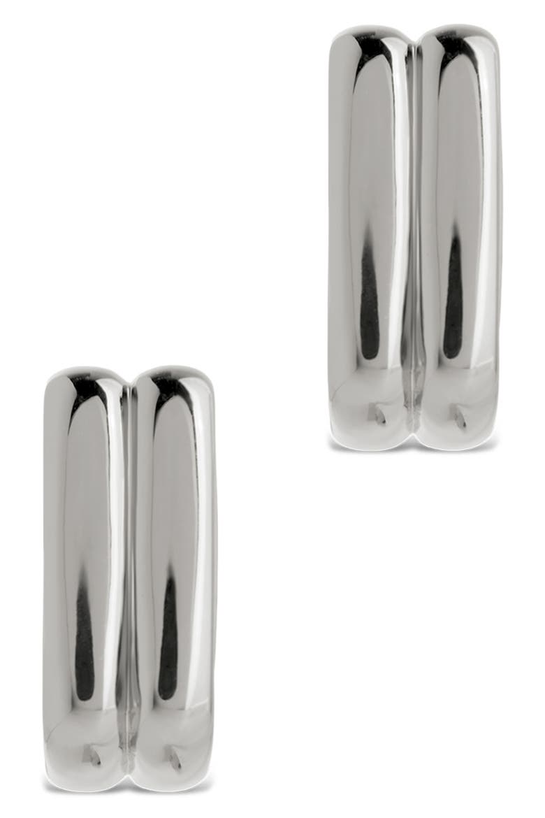 Arianna Ribbed Square Hoop Earrings, Alternate, color, SILVER