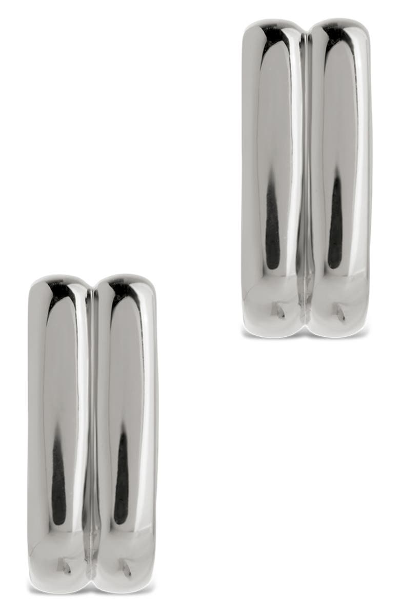 Sterling Forever Arianna Ribbed Square Hoop Earrings, Alternate, color, Silver