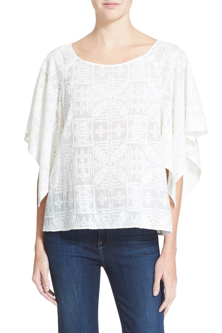 'Esparza' Embroidered Top, Main, color, PORCELAIN