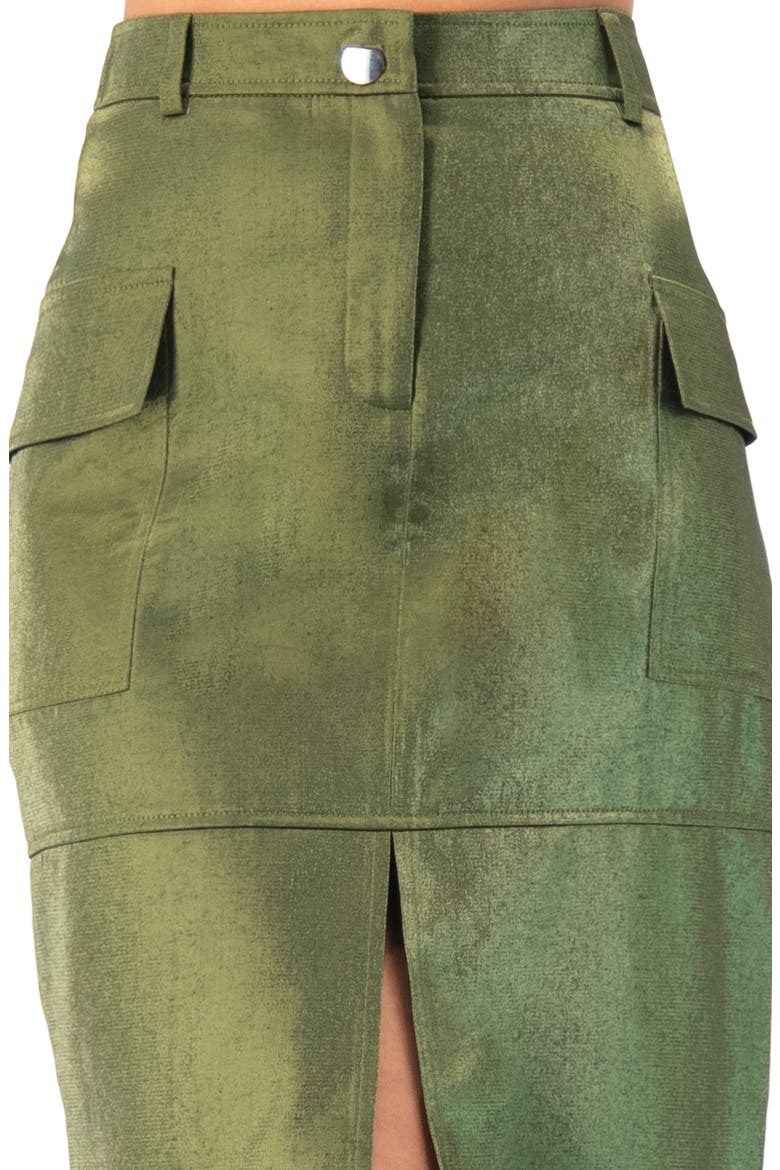 Midi Skirt with Front Slit, Alternate, color, Olive Green