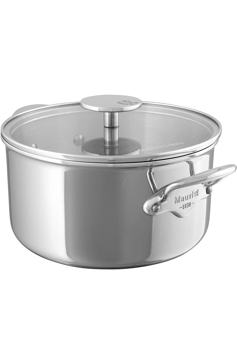 Mauviel M'Cook Stainless Steel Casserole Dish W/Glass Lid, 6.3 Inch, Main, color, Silver