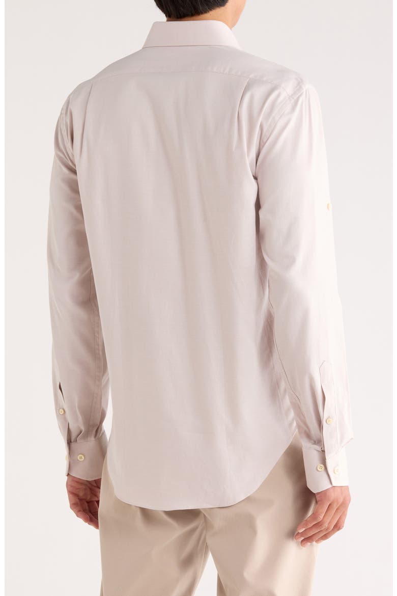 Trim Fit Solid Textured Stretch Dress Shirt, Alternate, color, TAN