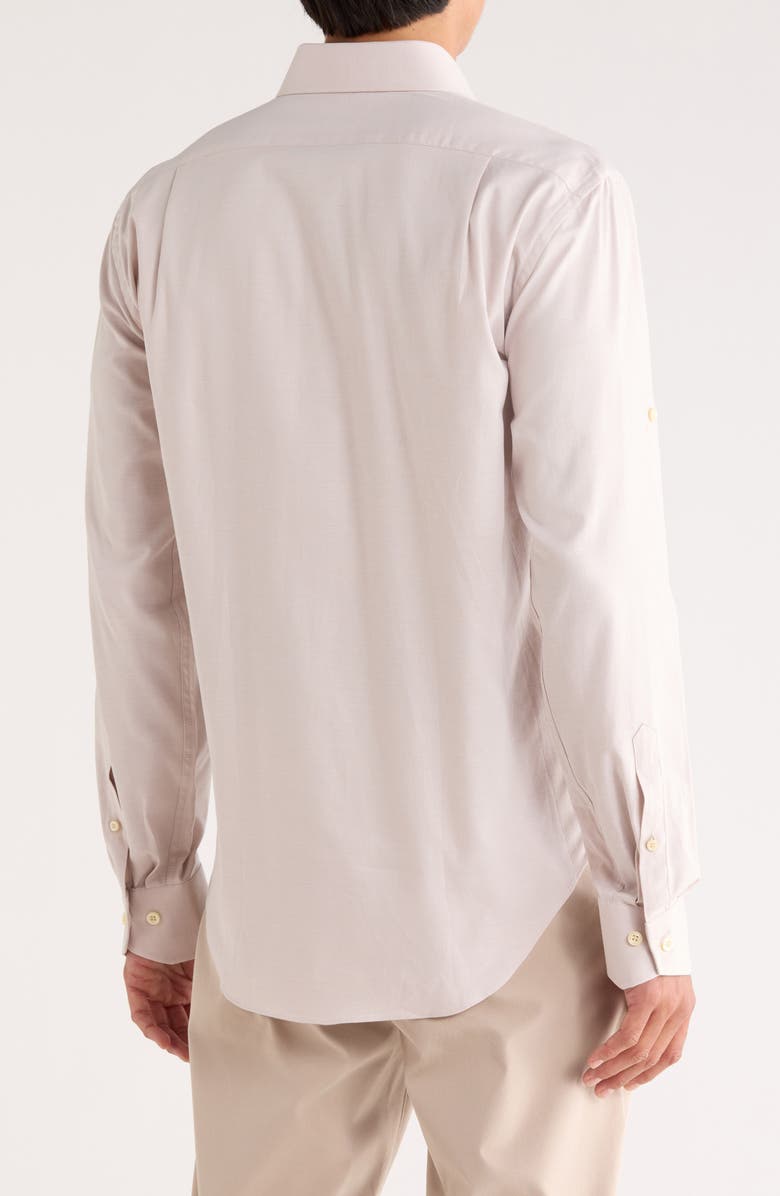 Lorenzo Uomo Trim Fit Solid Textured Stretch Dress Shirt, Alternate, color, Tan