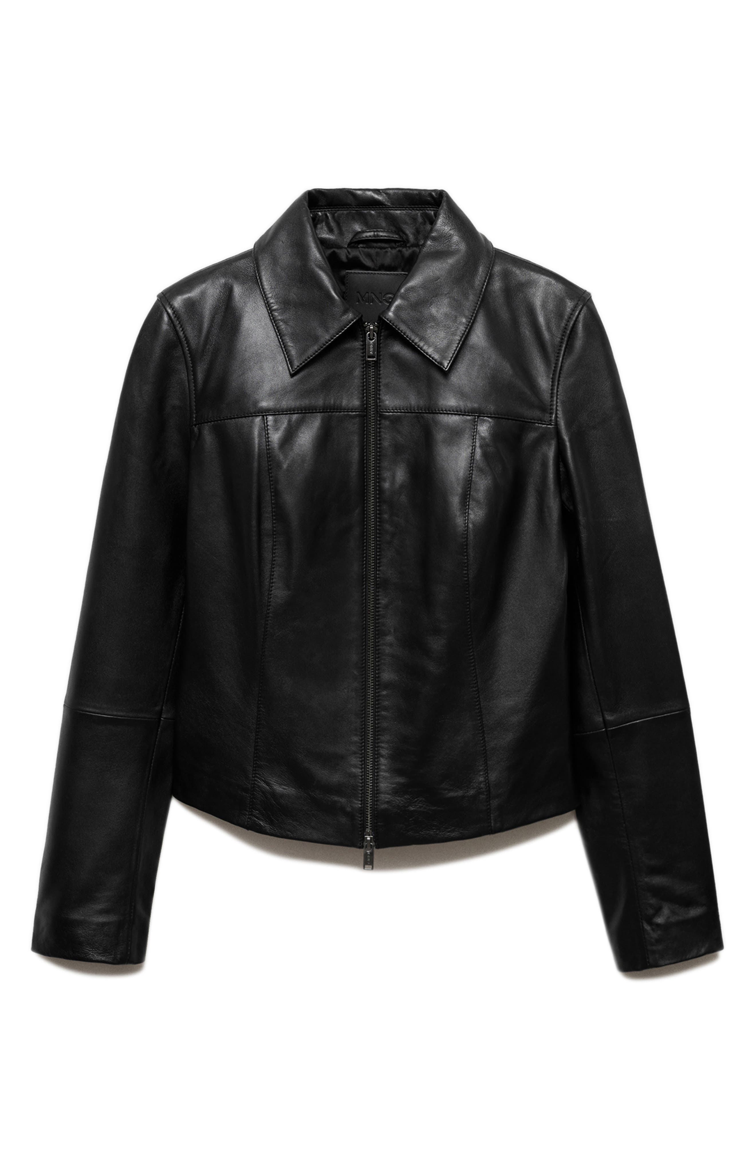 MANGO Leather Zip Jacket