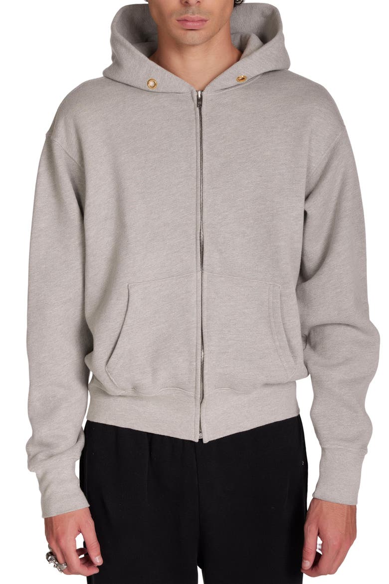 Heavyweight Cropped Zip Hoodie, Main, color, Heather Grey