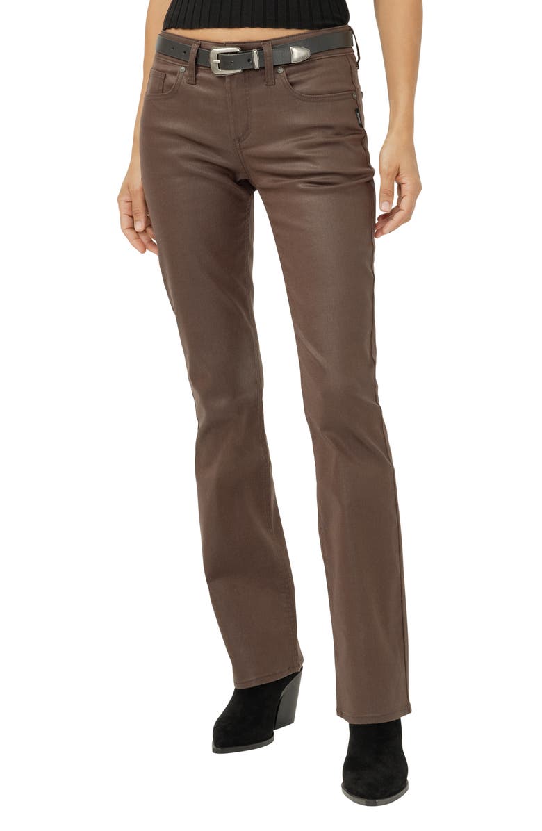 Silver Jeans Co. Suki Coated Curvy Mid Rise Slim Bootcut Jeans, Main, color, Java