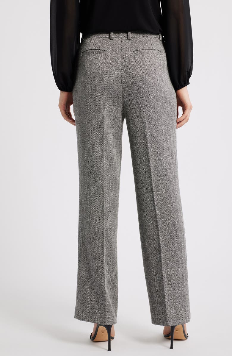 Anne Klein Herringbone Straight Leg Pants, Alternate, color, Anne Black/ White Dove