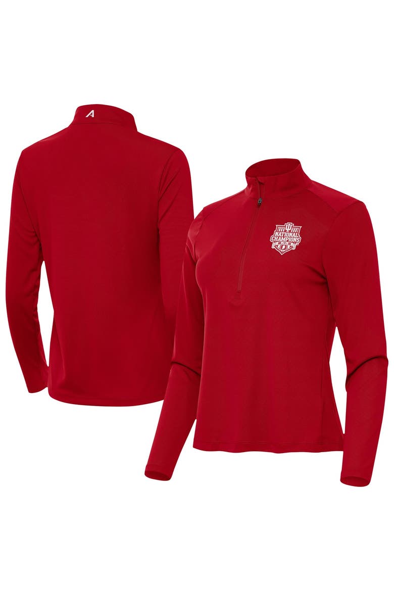 Women's Antigua  Crimson Indiana Hoosiers College Football Playoff 2025 National Champions Tribute Half-Zip Jacket, Main, color, Crimson