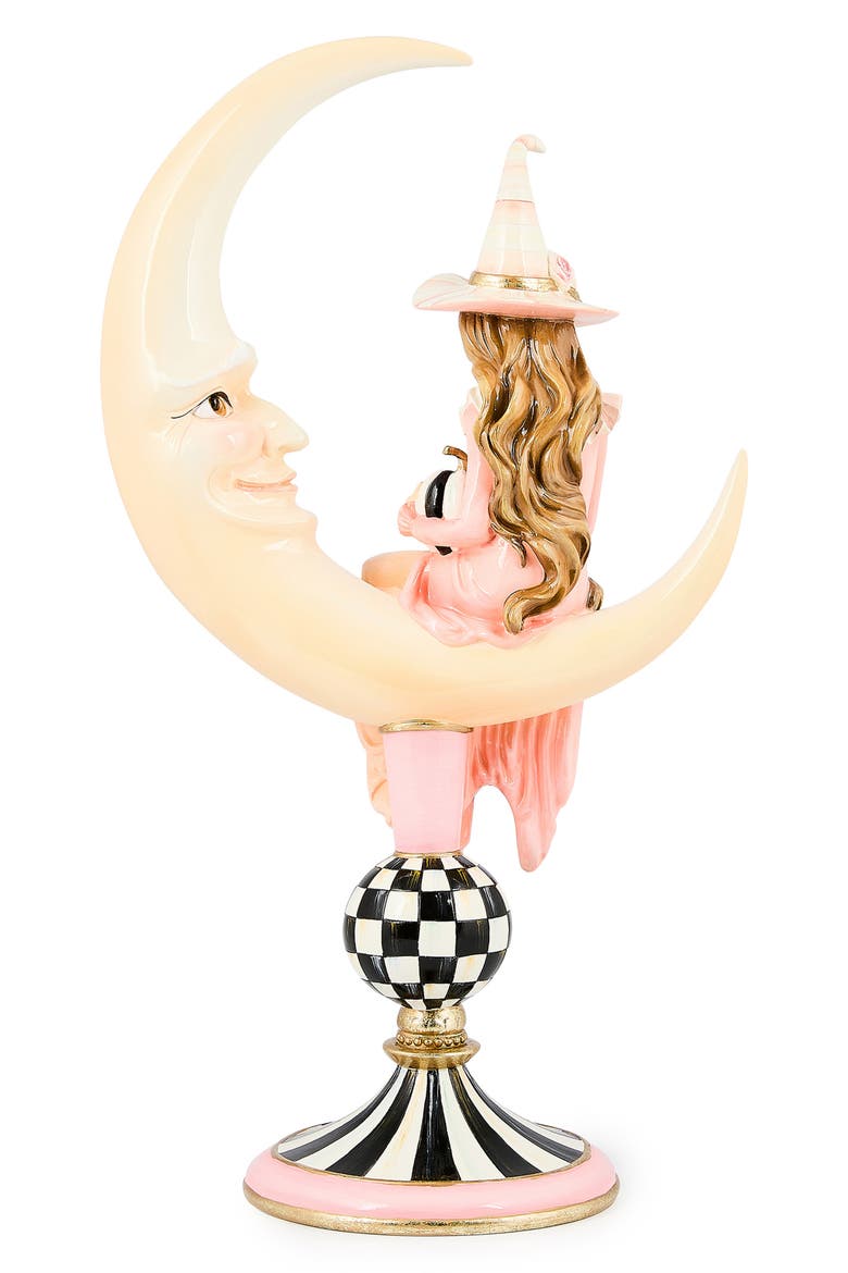Hocus Pocus Witch on Moon Figurine, Alternate, color, PINK